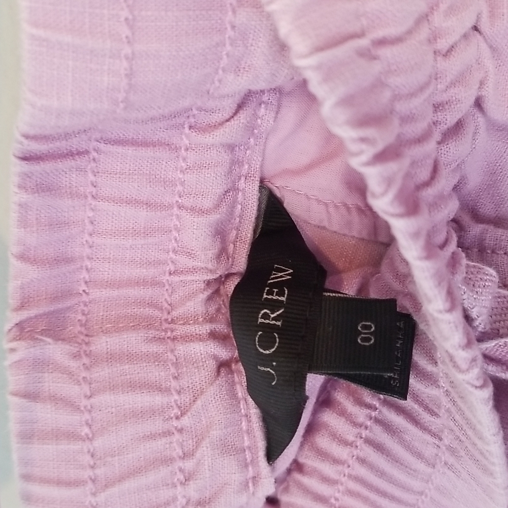 J Crew Lilac Light Purple Point Sur Linen Cuffed Jogger pants sz 00 - Picture 4 of 6